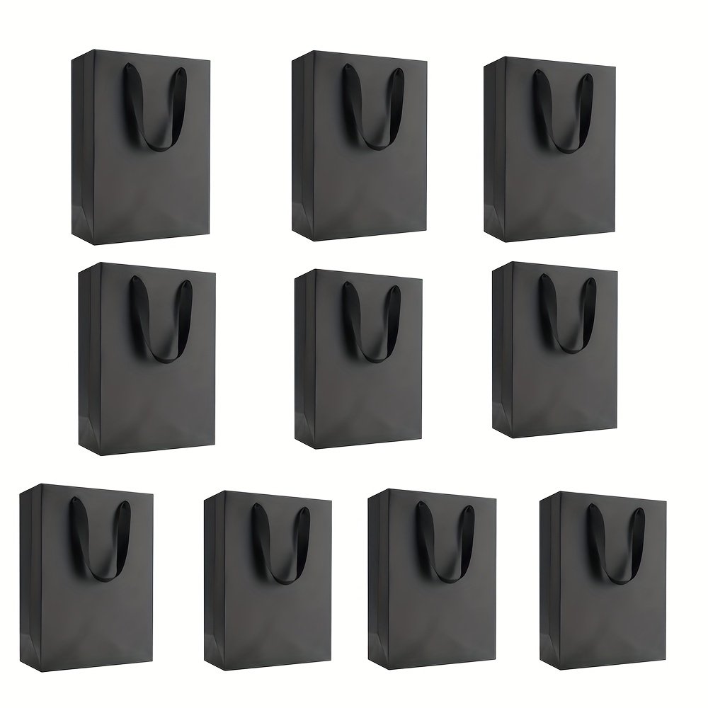 10pcs Elegant Black Paper Gift Bags with Sturdy Handles - Multiple Sizes for Weddings, Birthdays, Parties, Retail & Events - Durable Design for Shopping, Trinkets, Gift Wrapping & Retail Packaging, Reinforced Edges, Event Supplies, Stylish Packaging, Highquality Packaging, Wedding Planners - Image 2