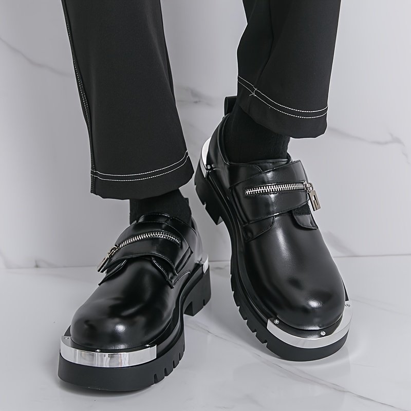 Men'S Versatile Business Casual Shoes, Korean Style, Height-Increasing Thick-Soled Formal Shoes for Work And Outings.