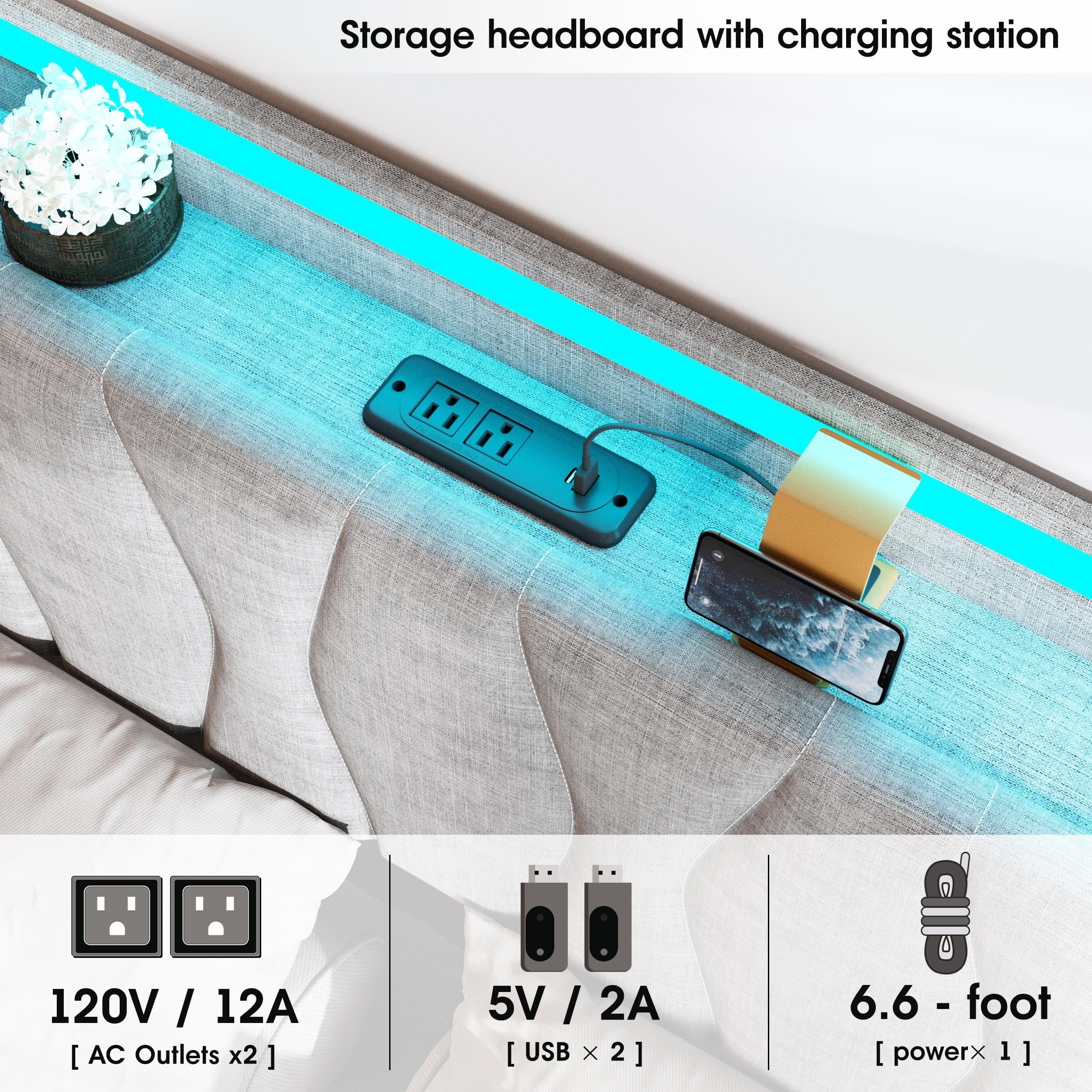 Modern Storage Bed Frame with Adjustable Height Headboard & Hydraulic Lift - /Outlet Charging Station, Built-In LED, Noise-Free Mechanism, Under-Bed Storage System, Space-Saving Design, Hardwood/Metal Construction, Easy Assembly (Compatible with Smart Home Systems) - Ideal for Bedrooms & Contemporary Decor, Queen Bed Frame With Storage, King Size Bed Frame, Bed Frame Full Size