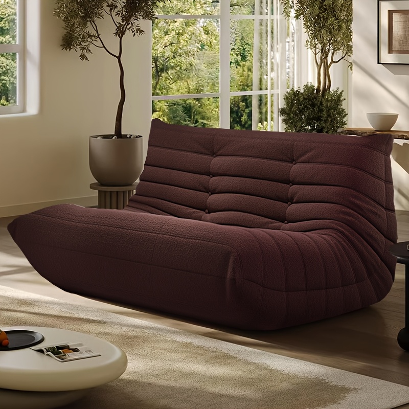 [Double Sofa Chair] Large Double Sofa, Couple's Bean Bag Chair, Teddy Velvet, No Assembly Required | Adult Bean Bag Chair, Compression Sofa, Sofa for Two, Armless Lounge Chair, Suitable for Multiple Room Types, Creative Fireplace Chair