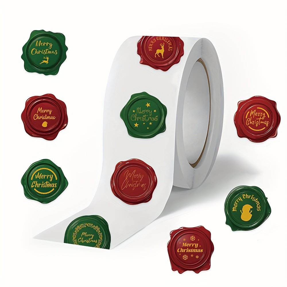 500pcs Christmas Sticker Roll - "Merry Christmas" Labels, Suitable for Greeting Cards, Envelope Seals, Gift Wrapping, and Holiday Decorations, Perfect for Christmas Rolls, Christma Wrapping Paper And Tag, Christma Gift Tag With String, Christma Gift Tag Green, Christma Tag With String, Christmas Gift Tag, Thank You Sticker, Christmas Decoration, Christmas Wrapping Accessories - Image 3