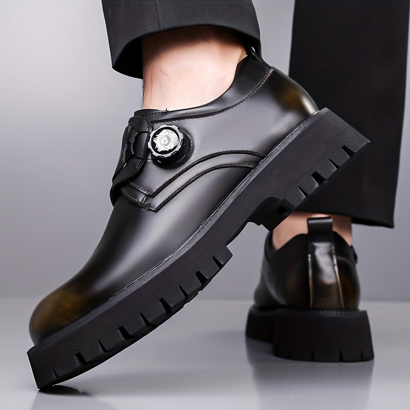 Men's Business Casual Shoes with Thick Cushioned Sole - Low-Top Round Toe Design, Super Fiber Upper & Non-Slip Rubber Sole - All-Season Comfort for Office, Formal Events & Daily Commute - Classic Versatile Style (Black) - Durable & Easy Maintenance