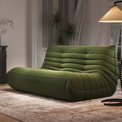 [Double Sofa Chair] Large Double Sofa, Couple's Bean Bag Chair, Teddy Velvet, No Assembly Required | Adult Bean Bag Chair, Compression Sofa, Sofa for Two, Armless Lounge Chair, Suitable for Multiple Room Types, Creative Fireplace Chair