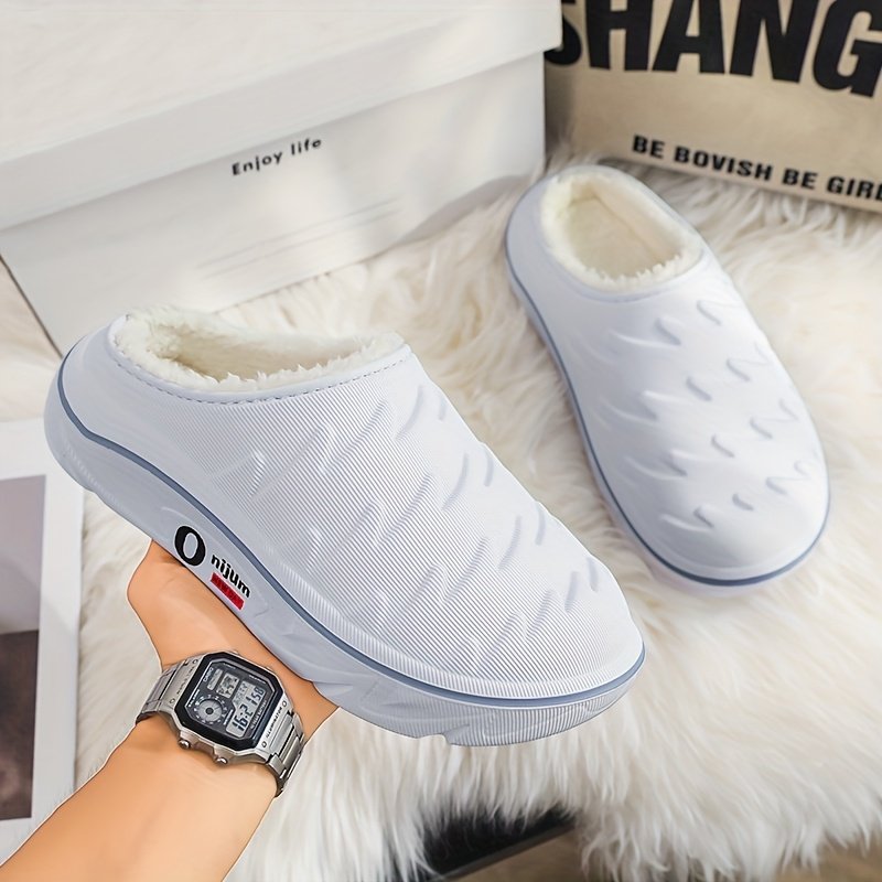 Men's & Women's Heavy-Duty Plush Winter Slippers with High Quality Sole & Thick Tread - All-Terrain Indoor/Outdoor House, Anti-Skid -like Design for Snow, Ice, - Unisex Warm Booties