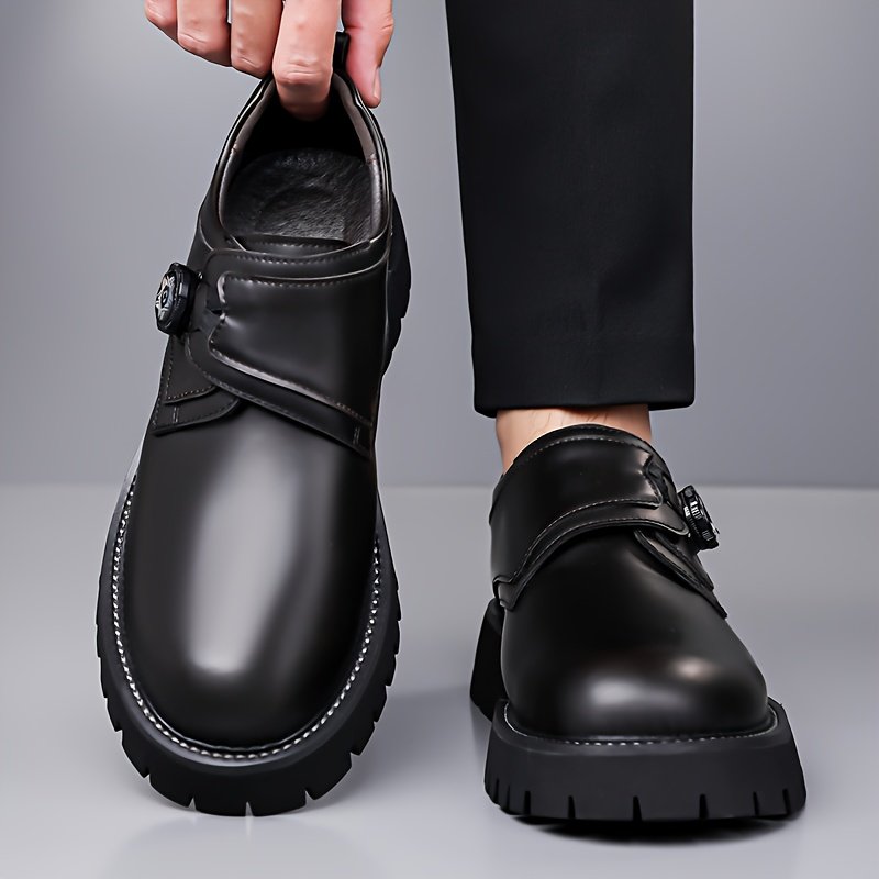 Men's Business Casual Shoes with Thick Cushioned Sole - Low-Top Round Toe Design, Super Fiber Upper & Non-Slip Rubber Sole - All-Season Comfort for Office, Formal Events & Daily Commute - Classic Versatile Style (Black) - Durable & Easy Maintenance
