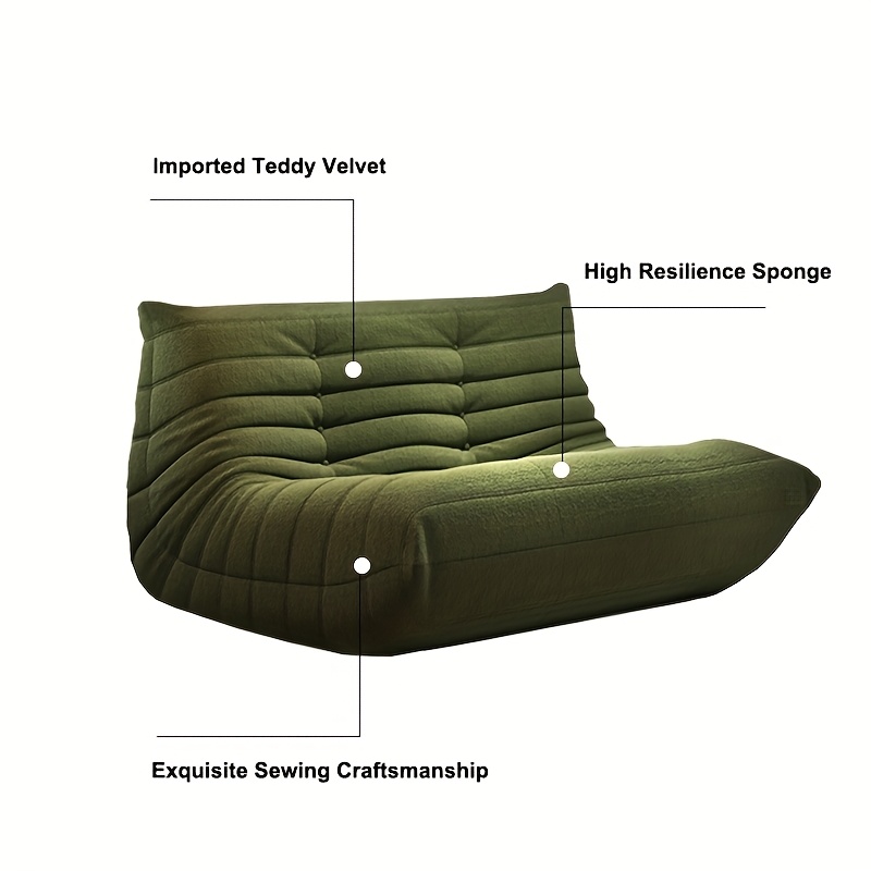 [Double Sofa Chair] Large Double Sofa, Couple's Bean Bag Chair, Teddy Velvet, No Assembly Required | Adult Bean Bag Chair, Compression Sofa, Sofa for Two, Armless Lounge Chair, Suitable for Multiple Room Types, Creative Fireplace Chair