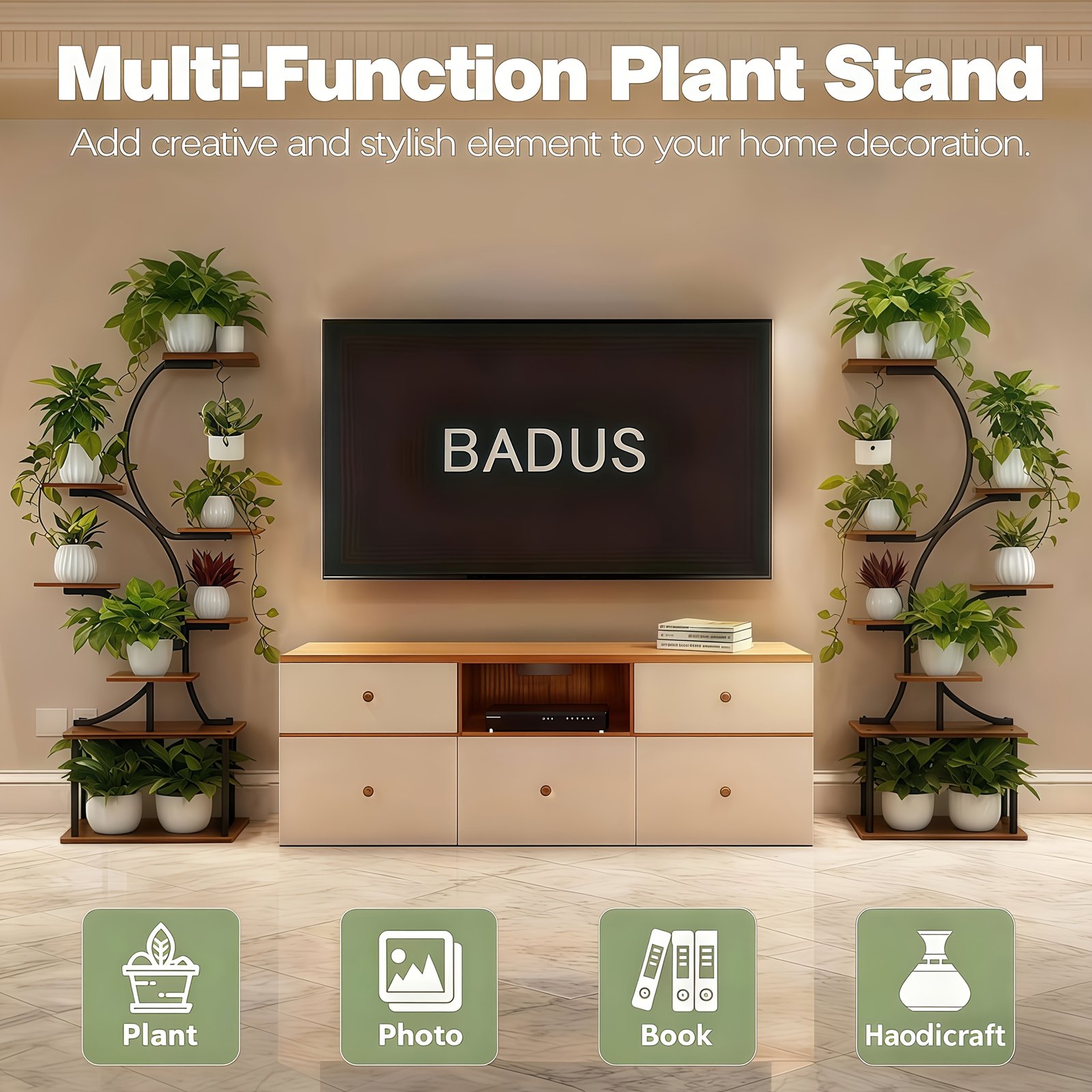 Multi-Level Illuminated Plant Stand: Modern American Home Fashion Indoor Gardening Solution - Displays 8+ Plants, Warm Lighting & Space-Saving Design - Plant Representative for Indoor Plants - Image 8