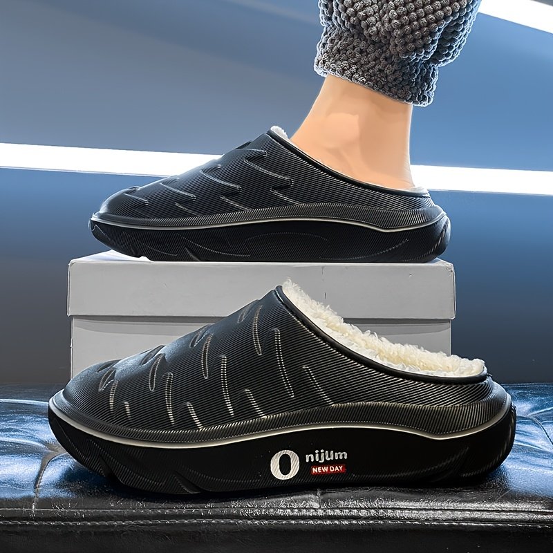 Men's & Women's Heavy-Duty Plush Winter Slippers with High Quality Sole & Thick Tread - All-Terrain Indoor/Outdoor House, Anti-Skid -like Design for Snow, Ice, - Unisex Warm Booties