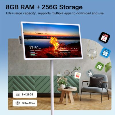 Apolosign 32-Inch 1080P Smart Portable TV First Generation | Rotatable Touchscreen, with Moving Wheels, 8GB+128GB Storage Space, 6800mAh Battery - Your Gaming and Media Jumbo Tablet on the Go