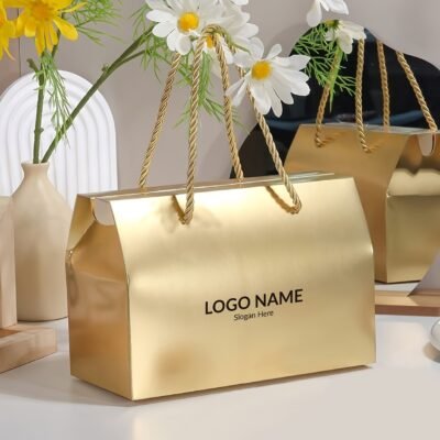 [Customizable Paper Gift Boxes] 20pcs Customizable Paper Gift Boxes with Handles – 20x10x13.5cm White, Brown & Golden, Ideal for Weddings, Birthdays, Christmas, Halloween – Perfect for Candles, Cosmetics, Small Gifts, Gift Boxes for Gifts, Best for Christmas, Perfect for Thanksgiv