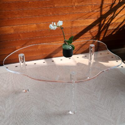 39.2'' Clear Acrylic Coffee Table, Material, Unique Irregular Shape Coffee Table For Living Room, Bedroom, Office, And Patio