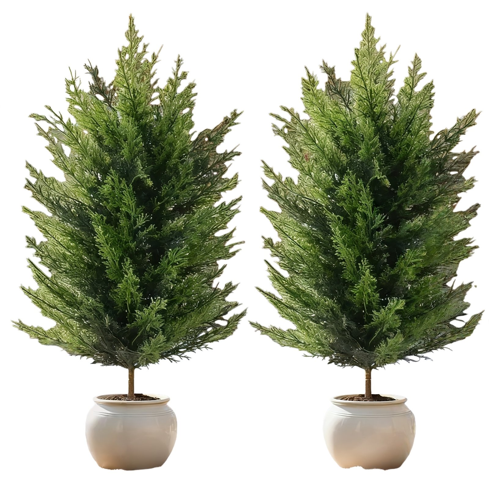 2pcs Extra Large Artificial Pine Tree - Realistic Faux Tree with Ground Stake Base, All-Season Indoor/Outdoor Christmas Tree for Garden, Patio
