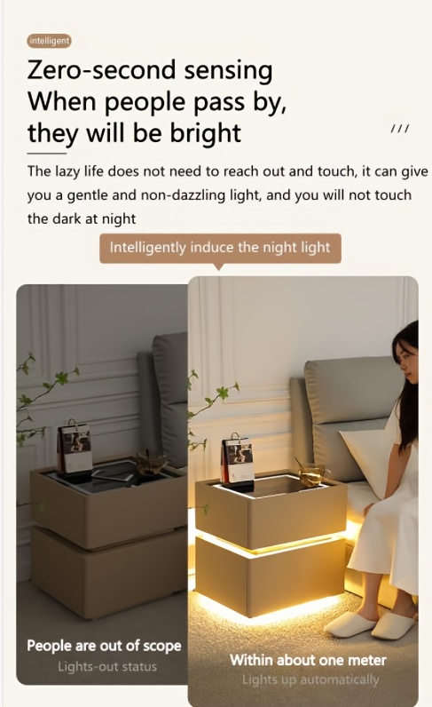 All Solid Wood Multifunctional Intelligent Bedside Table Stockpile Timber