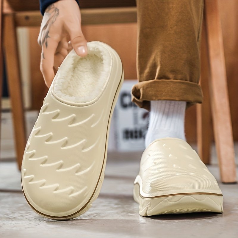 Men's & Women's Heavy-Duty Plush Winter Slippers with High Quality Sole & Thick Tread - All-Terrain Indoor/Outdoor House, Anti-Skid -like Design for Snow, Ice, - Unisex Warm Booties