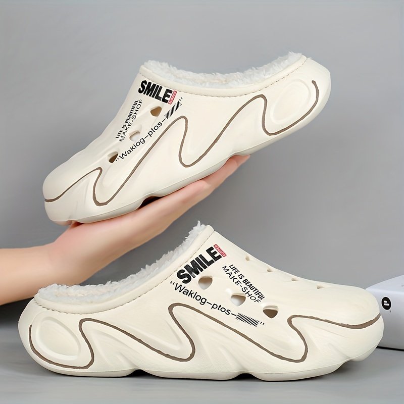 Men's Winter Clogs with Fleece Lining - Warm, High Quality, Non-Slip EVA Sole, Black & Orange Design, Indoor/Outdoor Use, Large Size Options, Indoor Footwear | Casual Slipon | Durable Traction Footwear - Image 9