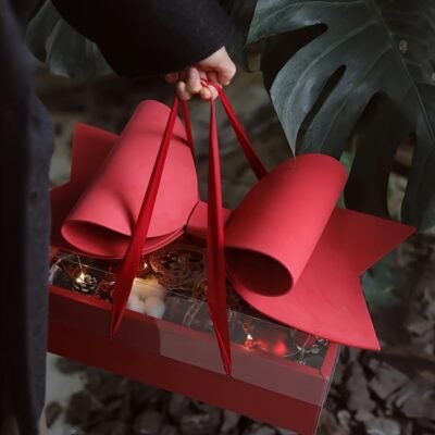 5pcs of Transparent PVC Folding Flower Boxes for Valentine’S Day Gift Packaging, Hand-Held, Suitable for Women’S Day Gifts, Mother’S Flower Gifts, Fruit Boxes And Flower Boxes, Christmas, Halloween