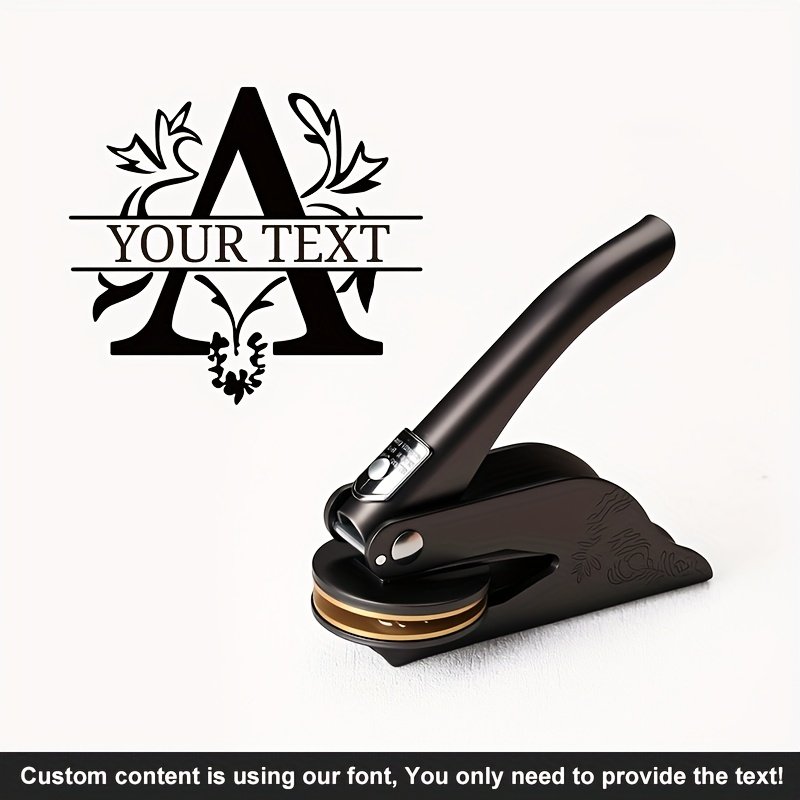 1pc Custom Pattern Embossed Stamp, Floral Letter Series in Black/Golden/Rose Golden Trio - Portable Embossing Tool for Party Invitations/Tissue Paper/Envelopes/Cards/Anniversary/Birthday/Holiday Gifts - ZMXL2 - Image 4