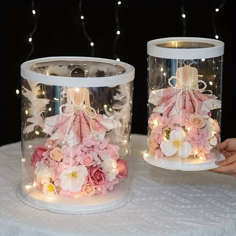 3pcs Transparent Spherical Gift Boxes with Lids - Perfect for Flowers, Crafts, and Rose Bears - Durable Plastic Surprise Cases Ideal for Christmas, Valentine's Day & More, Birthday Box, Large Gift Boxes, Jewelry Gift Box, Gift Packaging, Box For Gift, Gift Boxes For Wedding, Wedding Favor Boxes, Candy Box, Christmas Boxes For Gifts, Christmas Cookie Boxes, Craft Storage, Elegant Presentation, Lightweight Packaging, Sturdy Construction, Storage Container, Craft Enthusiasts, - Image 3