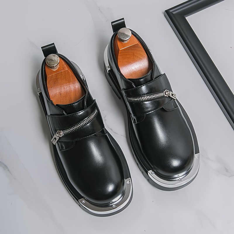 Men'S Versatile Business Casual Shoes, Korean Style, Height-Increasing Thick-Soled Formal Shoes for Work And Outings.