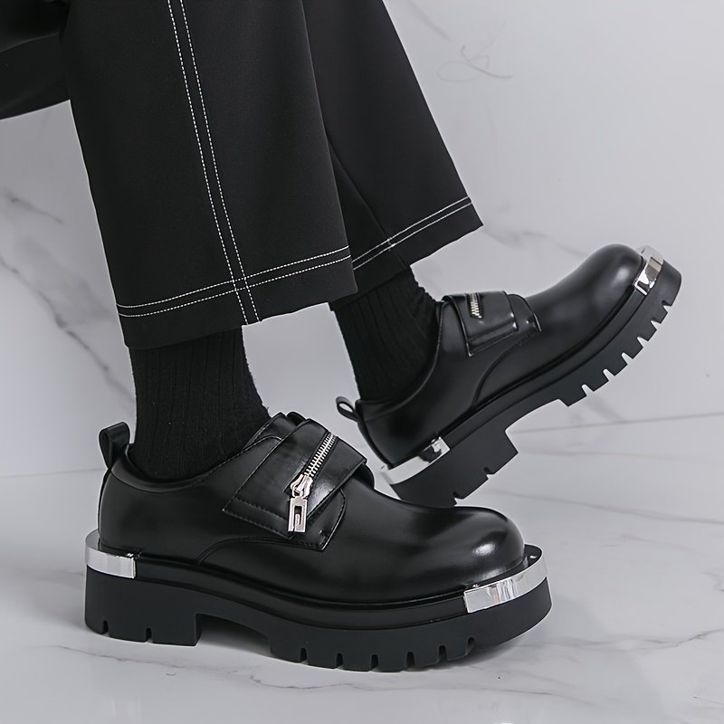 Men'S Versatile Business Casual Shoes, Korean Style, Height-Increasing Thick-Soled Formal Shoes for Work And Outings.