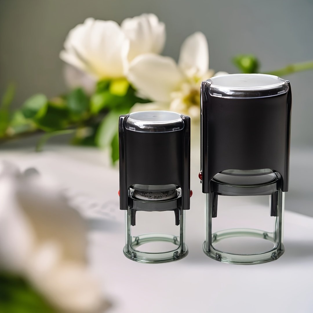 Custom Address Stamps - 3 Design Options (Floral, Artistic Script, Minimalist) - Durable Ink Pad Included - Circular Stamp for Envelopes, Letters, Packages - Personalized Text & Family Names, No Chemicals - Image 5