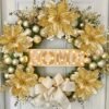 36pcs Shiny Golden Faux Christmas Poinsettia – (12 Flowers + 12 Clips + 12 Stems = 36), No Electricity Required, Perfect for Christmas Tree Decorations, Garland Embellishment, Wedding & New Year Holiday Celebrations, Seasonal Home Decor