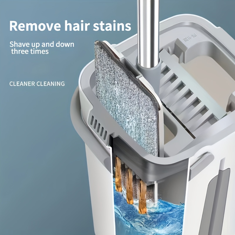 1set Easy Wring Mop and Bucket Set, Multi-Functional Dusting Mop with Washable Microfiber Cloth, Wet/Dry Use, Ideal for Tile, Marble, Hardwood Floors, Self-Cleaning Bucket, Perfect Household Cleaning Supplies and Tools, Perfect Gift for Mom - Plastic Material