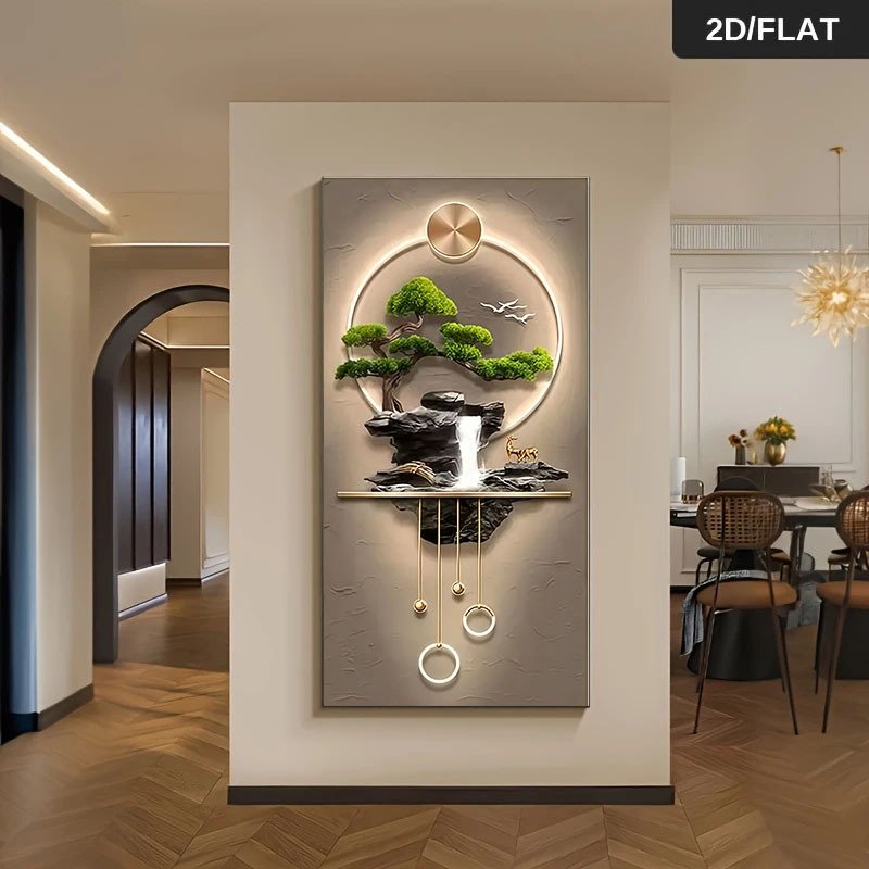 2D Flat, 1pc Extra Large Modern Minimalist Canvas Wall Art - Framed-like design with Pendant Accents, Beige/Gray/Black/White/Golden Neutral Palette - Living Room, Bedroom, Dining Room Decor - Flat Canvas Print for Housewarming Gift, Canvas Wall Art Ready to Hang, Indoor Decoration, Serene Artwork, Lighting Effect Artwork, Home Decoration, Contemporary Design, Durable Material, Decorative Artwork, Interior Designers - Image 3