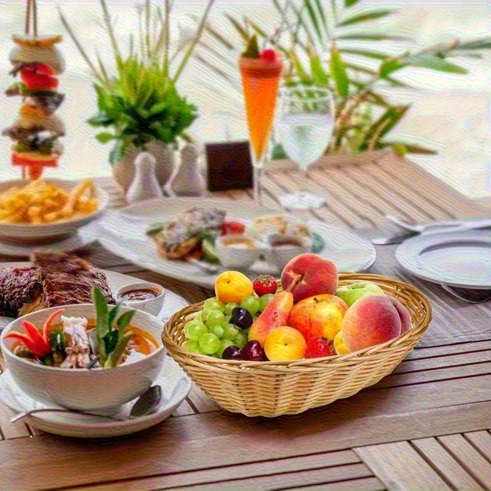 4pcs oval baskets, medium kitchen gift baskets, Christmas gifts, ornaments display, storage of bread, fruits, vegetables, baskets., Shelf Baskets - Image 4