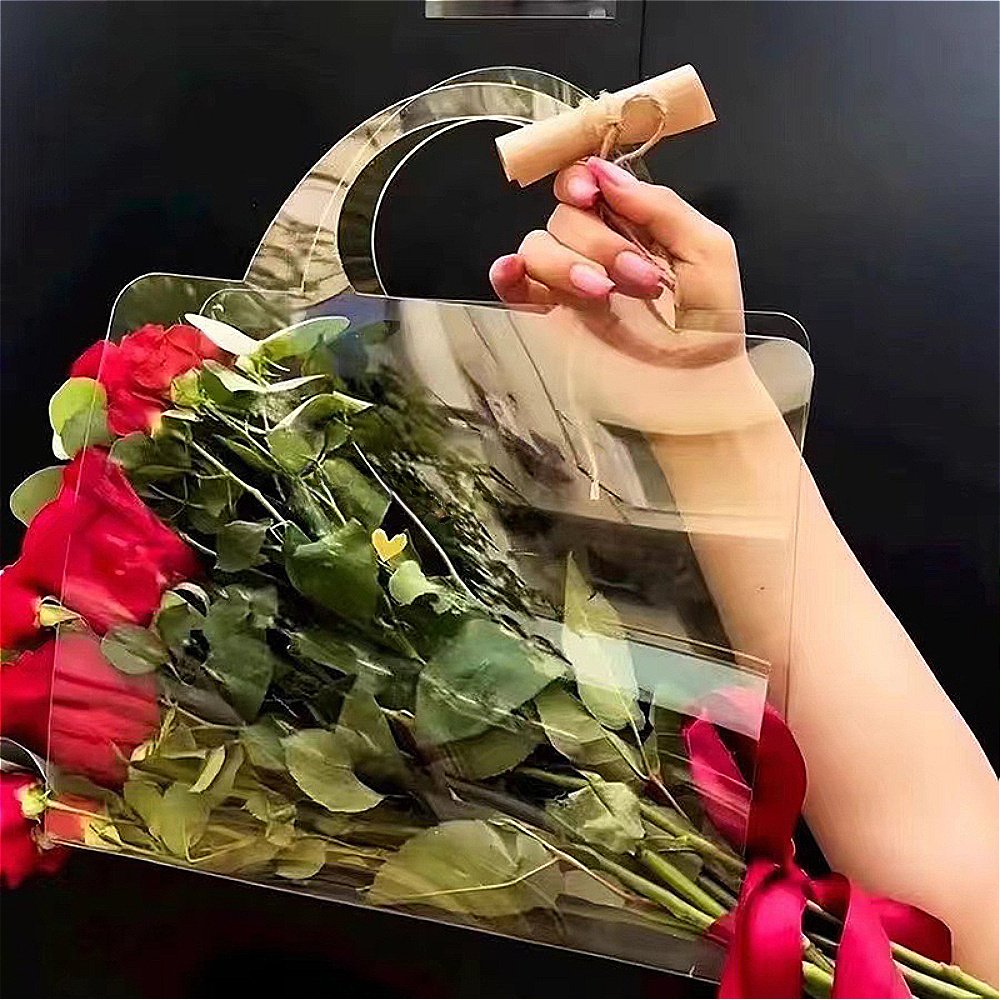 Set of 2, Clear And Simple Flower Packaging Bags with Handles for Weddings, Easy to Carry - Image 5