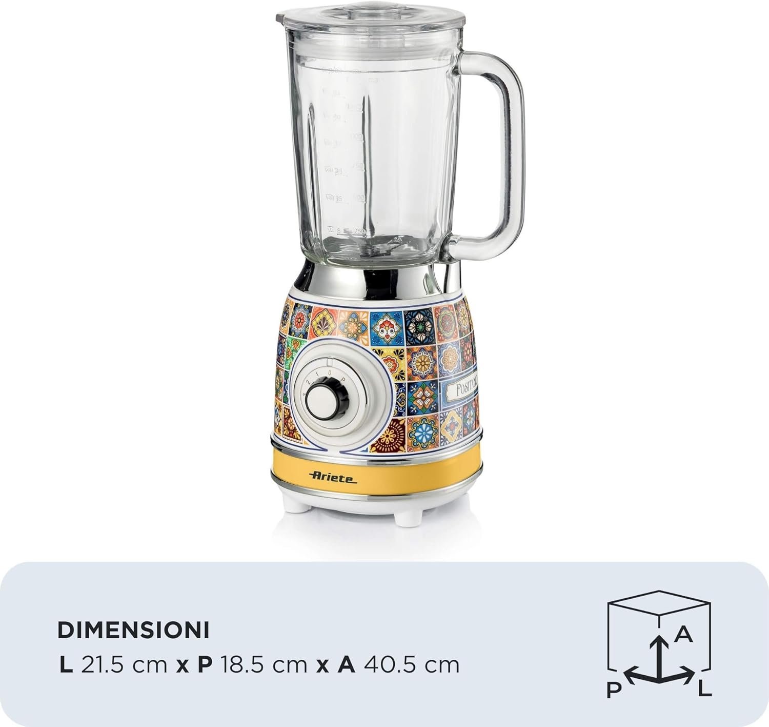 Sheemy's Ariete 583 Positano Blender with 1.5 Litre Glass Cup, 4 Stainless Steel Blades, 4 Speeds + Pulse, 1000 Watt - Image 3