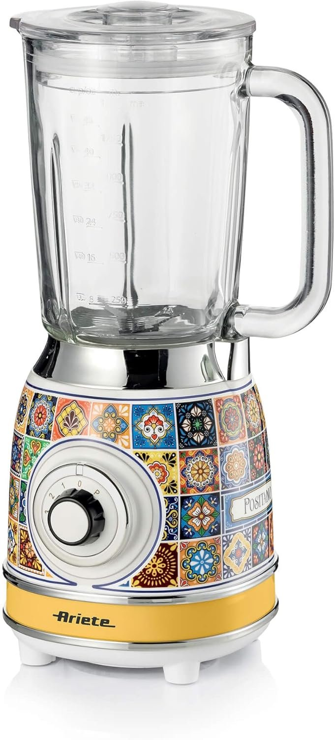 Sheemy's Ariete 583 Positano Blender with 1.5 Litre Glass Cup, 4 Stainless Steel Blades, 4 Speeds + Pulse, 1000 Watt