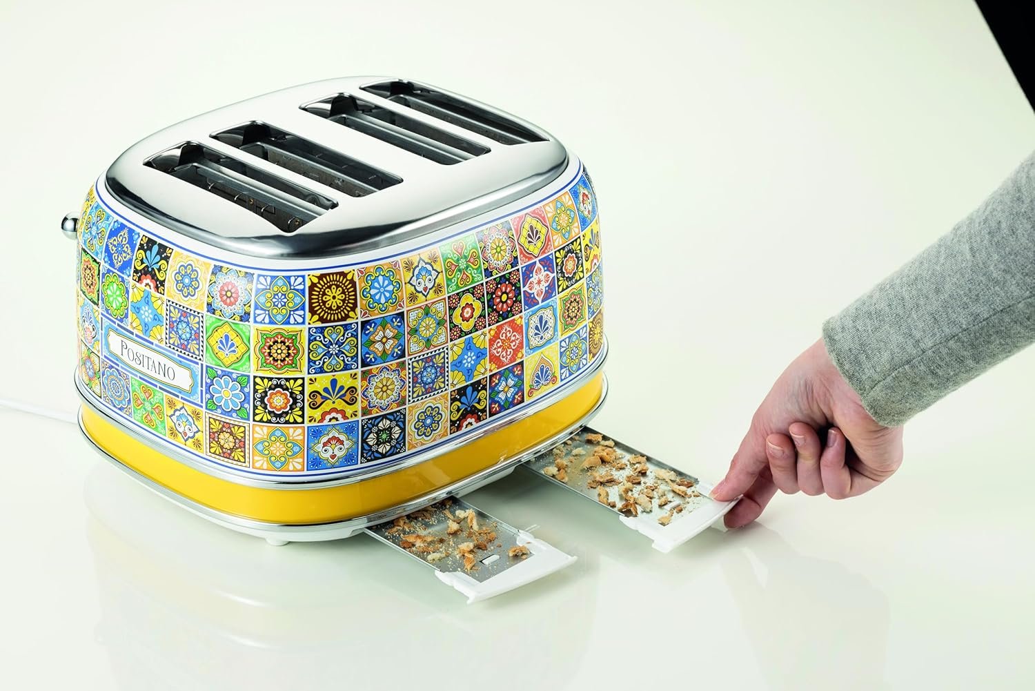 Sheemy's Ariete 156 Positano Toaster, 1630W, 4 Slices, 6 Levels of Gilding, Crumb Tray, Defrost Function, Automatic Ejection, Without Tongs - Image 3