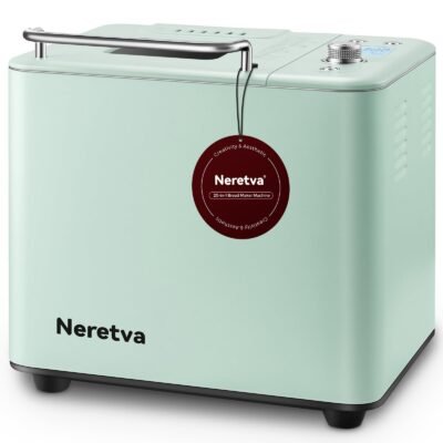 Sheemy’s Neretva 20 IN 1 Bread Maker, Dual Heater 2LB Bread Machine All Metal Nonstick Ceramic Pan Bread Maker Machines Compact for Gluten Free/Dough Maker/Dried Meat Floss/Jam/Yogurt, Breadmaker Light Green