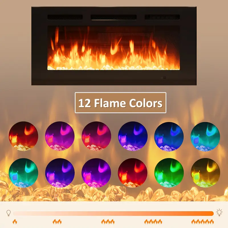 70" Fireplace TV Stand With 36" Electric Fireplace, LED Light Entertainment Center & Storage Cabinet For TVs Up To 80", Black - Image 3