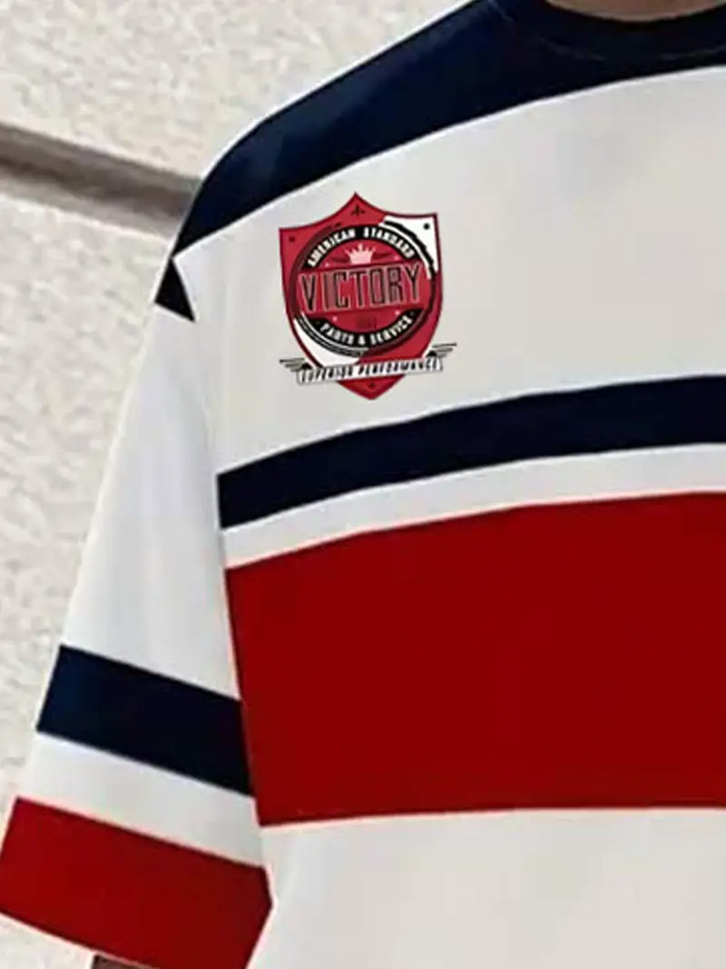 Summer outdoor street fashion Men's 3D striped print T-shirt daily casual Men's sports shorts T-shirt drawstring shorts Men's suit - Image 3