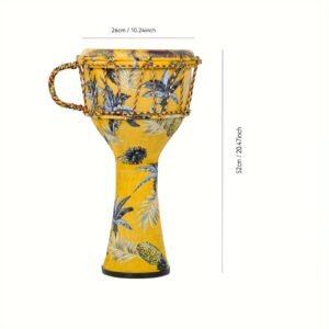 Keland African Drum - Lightweight Hand Drum with Vibrant Yellow & Design, Tuning-Free Modern Material, Excellent Bass, Midrange & Treble, Perfect for Rhythm Practice
