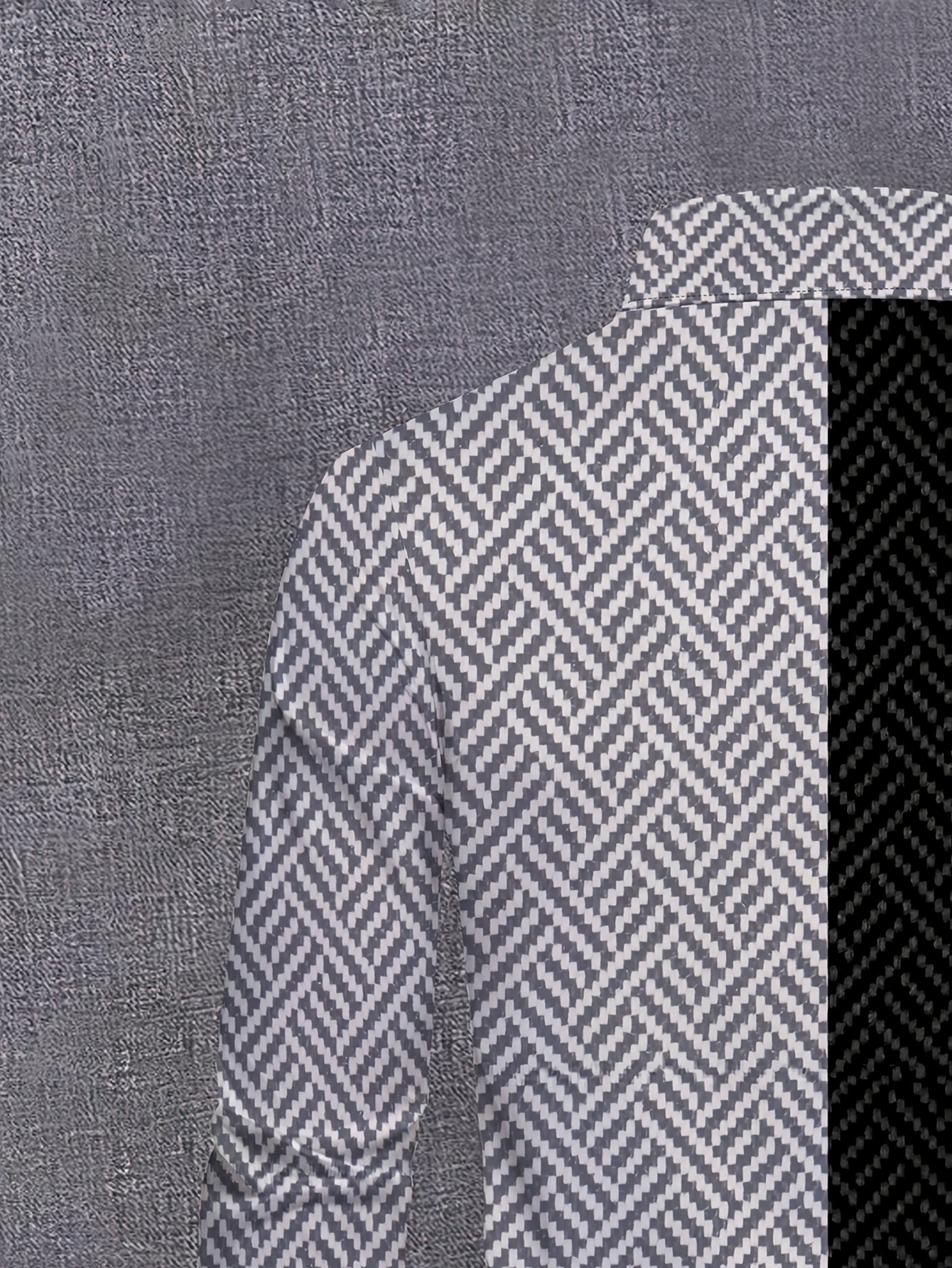 Men'S Casual Ethnic Geometric Print Button-Up Shirt - Contrast Color Block Design, Regular Fit Long Sleeve for Spring/Fall Outdoor & Casual Attire, Spring Attire, Ethnic Style, Durable Fabric, Fall Clothing, Trendy Design, Quality Stitching, Buttondown Top, Stylish Men - Image 3