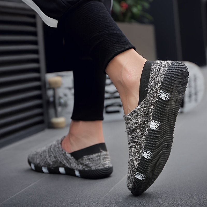 Men'S Vintage Canvas Slip-On Shoes - Casual White Espadrille with Black Sole, Round Toe, Low-Top Design for Spring & Summer, Hiking & Outdoor, Daily Wear, Casual Attire | Lowtop Shoes | Fabric Upper - Image 3