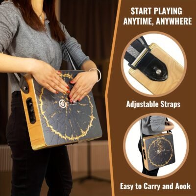 Portable Cajon Drum For Travel, Compact Wooden Percussion Box, Lightweight Electric Box Drum Cajon Tunable Plug-in Pickup