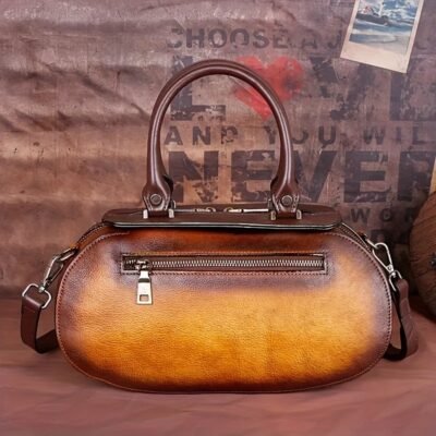 1pc Genuine Leather Saddle Bag for Women, Solid Color, Zipper Closure, Lined, Versatile for Autumn and Winter, Hand Wash/Dry Clean Only