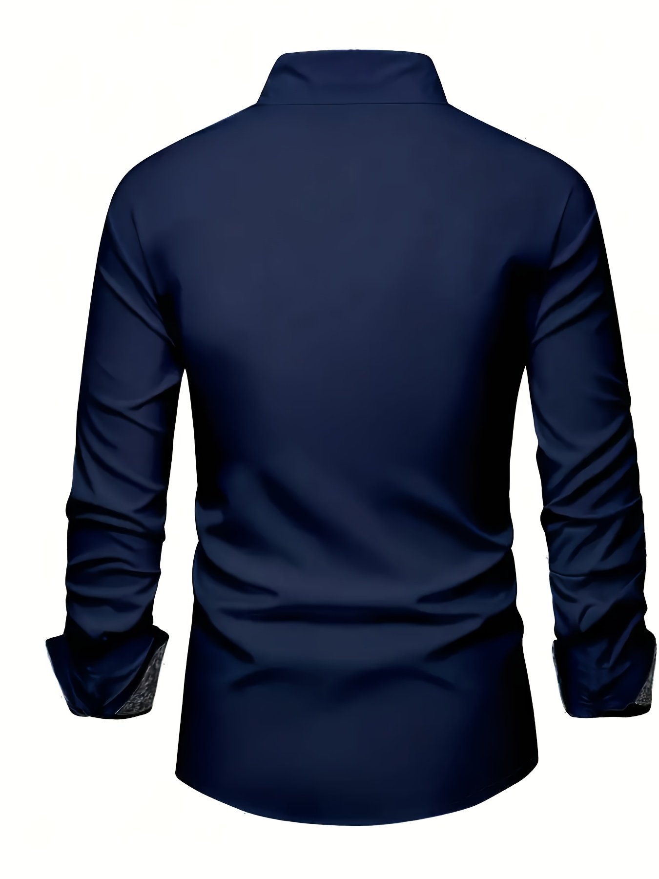 Business Casual Men's Spring/Autumn Long Sleeve Button-Down Shirt with Pockets and Hem Stitching, Suitable for Outings, Holidays, 100% Polyester Machine Washable Not Dry Clean. WXCY946 - Image 6