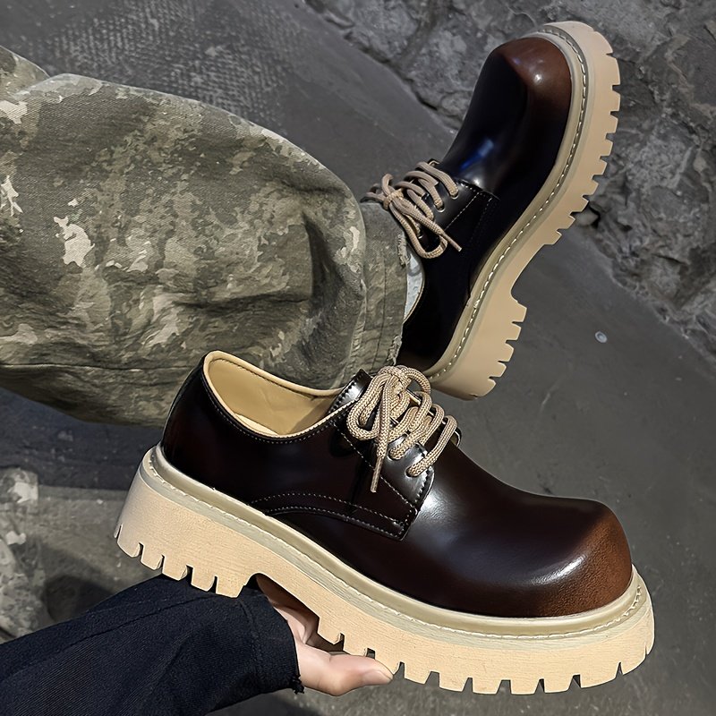 Men's Lace-Up Low-Top Shoes - Glossy Brown & Black Glossy Brown/Black/Beige/Tan/Gray/White - Minimalist Upper, Lace-Up Closure, Arch & Cushioned Rubber Sole - All-Season Casual & Semi-Formal Shoes for Men - Multi-Color Options Available - Solid Color Design with Glossy & Microfiber Lining - Lace-Up Ankle Boots for Men - Suitable for All Use, Sneakers for Men High Quality, Non Slip Shoes for Men, Fashion Shoes for Men - Image 8