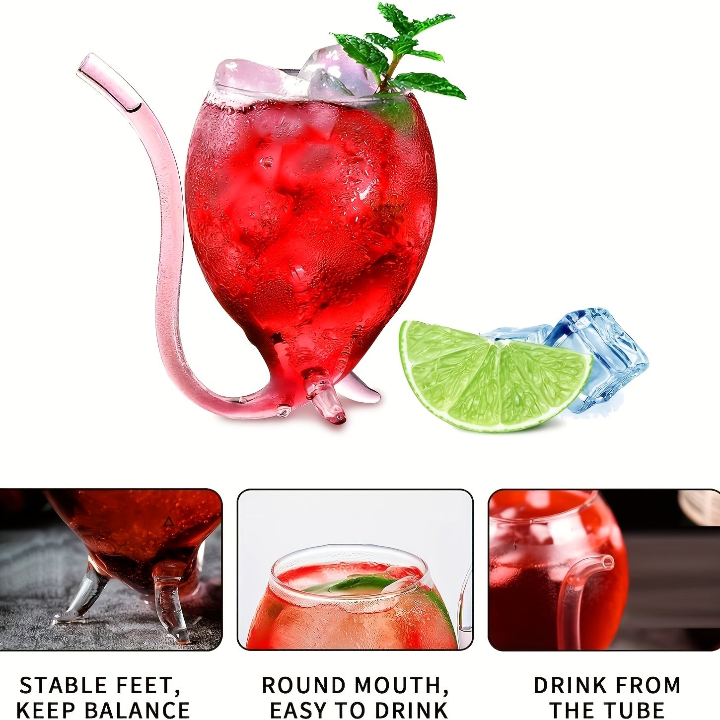 1pc Wine Glass, Creative Glass Cup, Wine Decanter Glass Mug with Built-in Straw for Juice, Ice Cream, Champagne, Party Supplies, Drinkware for Restaurants, Cafes, Bars, Cafe Accessories, Party Drinkware, Stylish Cup, Elegant Glassware, Durable Glassware, Highquality Glass, Multipurpose Glassware, Party Hosts, Home Entertainers - Image 6