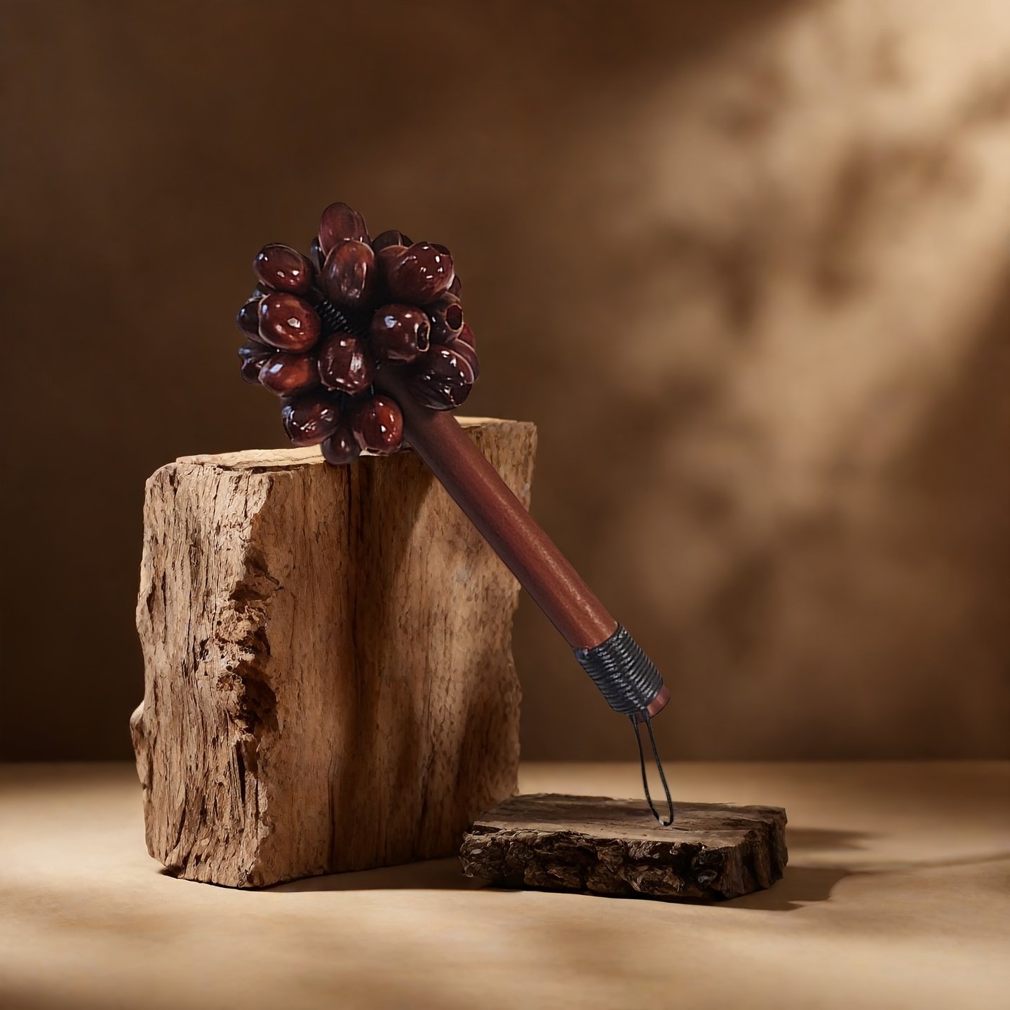 1 African Hand Shaker, Kadus Wooden Handle Fruit Shell Hand Shaker, Pleasant Sound Like Water Flow, Suitable for Healing Mind, Meditation Relaxation, Music Beginners, Enthusiasts - Image 4