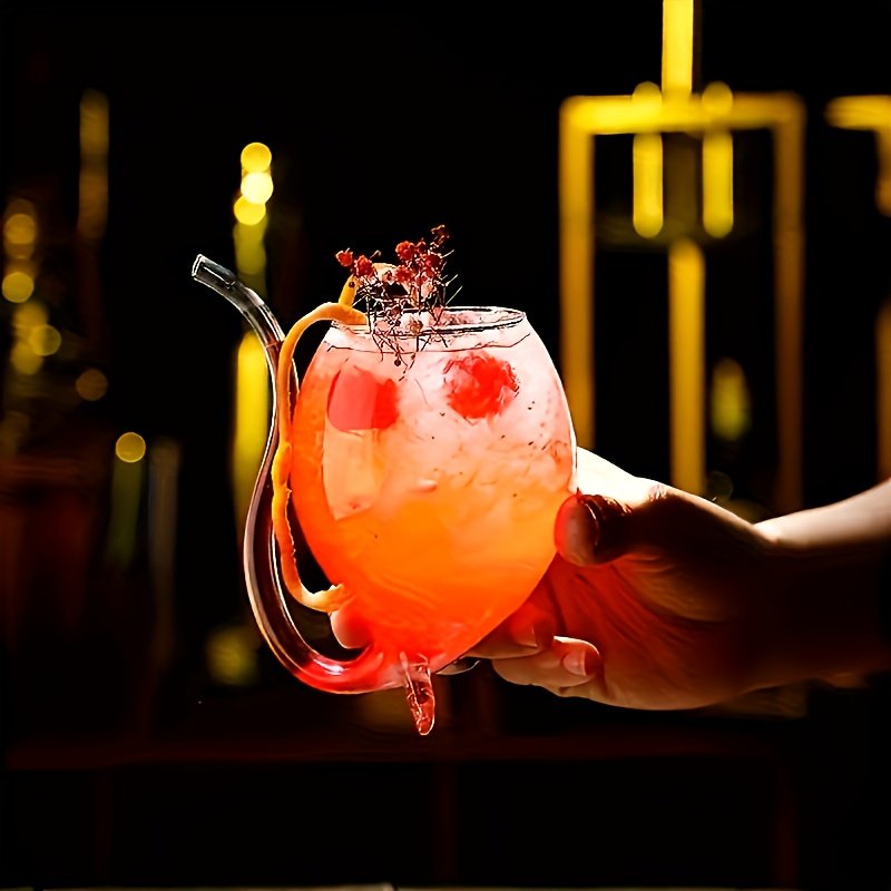 1pc Wine Glass, Creative Glass Cup, Wine Decanter Glass Mug with Built-in Straw for Juice, Ice Cream, Champagne, Party Supplies, Drinkware for Restaurants, Cafes, Bars, Cafe Accessories, Party Drinkware, Stylish Cup, Elegant Glassware, Durable Glassware, Highquality Glass, Multipurpose Glassware, Party Hosts, Home Entertainers - Image 4