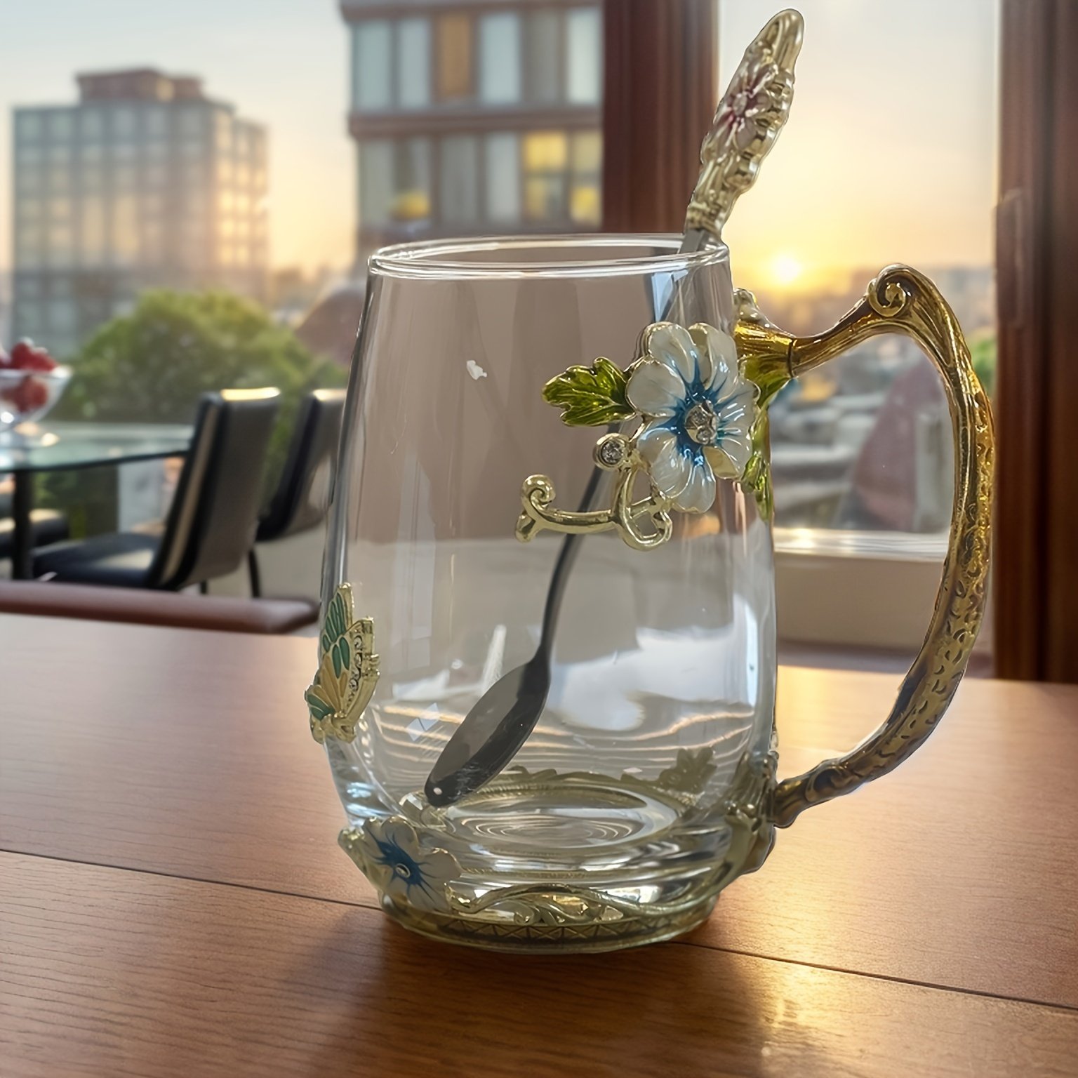 Iridescent 320ml/350ml Glass Tea Cup, Reusable, Hand Wash Only, Tall and Short, Multipurpose, with Gift for Home Office Restaurant, Christmas, Easter, Thanksgiving - Image 8