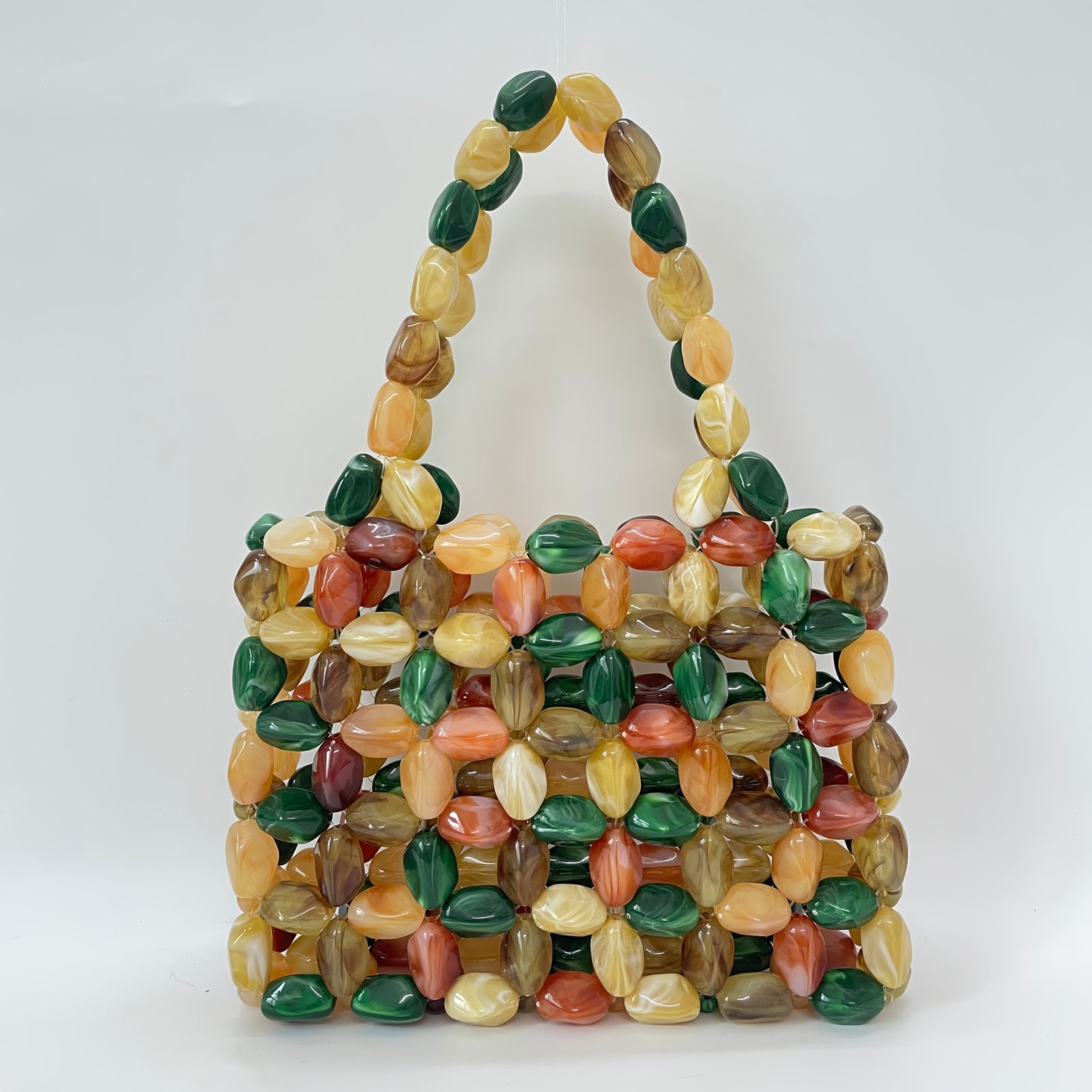 Women'S Vintage Beaded Handbag - Elegant Open Top Purse with Beads in Green, Brown, Golden, Black, White, - Lightweight Acrylic Clutch for Wedding, Party, Everyday - No Closure Needed, Easy-Clean Maintenance, Party Accessory, Retro Aesthetic, Durable Construction, Fashion Accessory, Bridal Accessory, Beaded Bag, Beaded Purse - Image 6