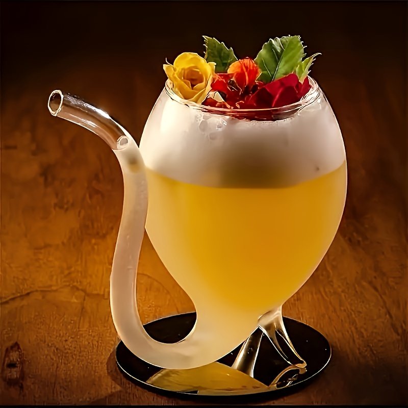 1pc Wine Glass, Creative Glass Cup, Wine Decanter Glass Mug with Built-in Straw for Juice, Ice Cream, Champagne, Party Supplies, Drinkware for Restaurants, Cafes, Bars, Cafe Accessories, Party Drinkware, Stylish Cup, Elegant Glassware, Durable Glassware, Highquality Glass, Multipurpose Glassware, Party Hosts, Home Entertainers - Image 9