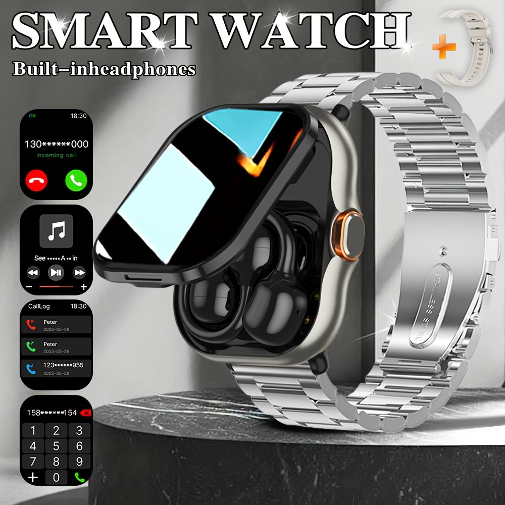 ERUN Smart with Built-in Wireless Earbuds - Wireless Smartwatch, Music/Call/Message Alerts, Dial, - Fitness Tracker & Smartwatch for Men & Women, Compatible with / (Ideal Gift for /Gym/Birthdays)